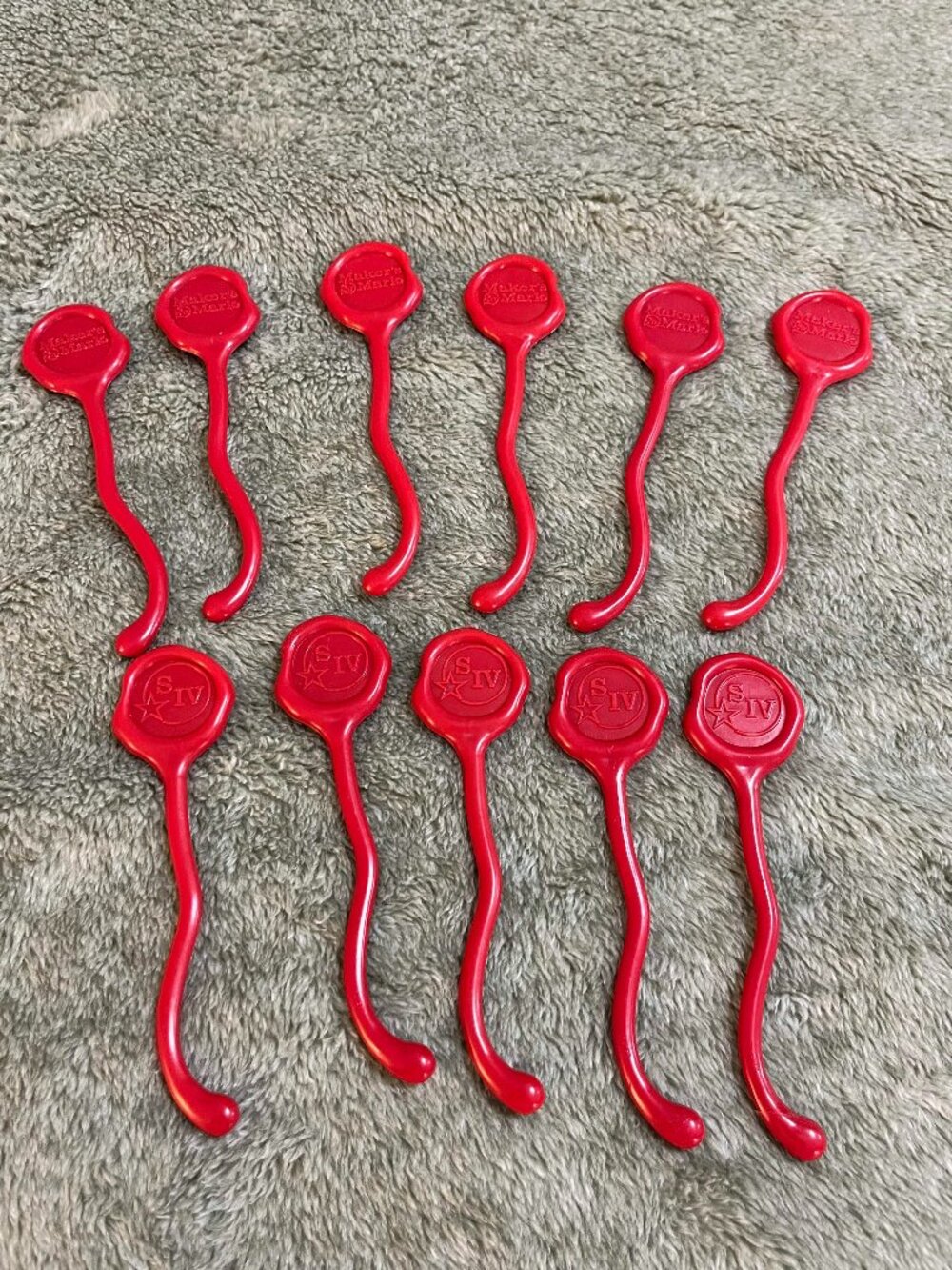 Lot of 11 Maker's Mark S IV Red Plastic Wax Stir Sticks Swizzle Barware Bourbon